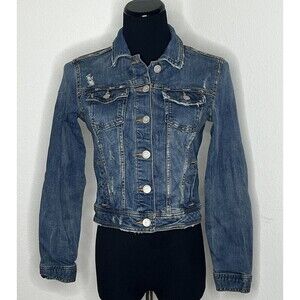 Aeropostale Junior Women's Small Jean Jacket Medium‎ Wash Distressed Denim